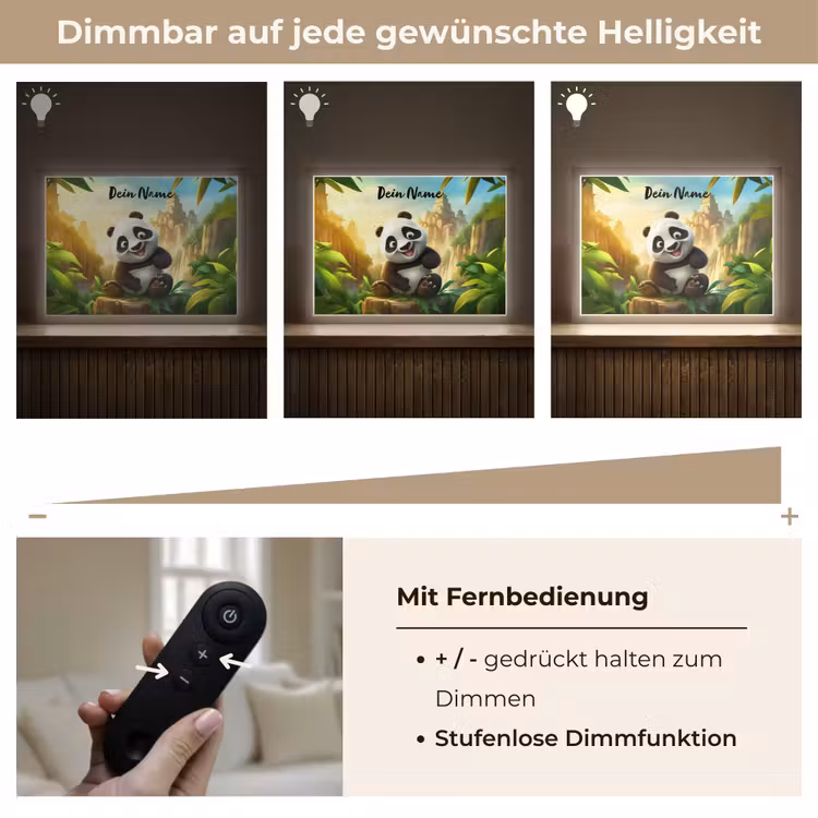 Panda - Wilde dieren - Jungle - Jongens - Kinderen Light Box met batterij (Wandlamp kind) middel -USP_dimbaarDE