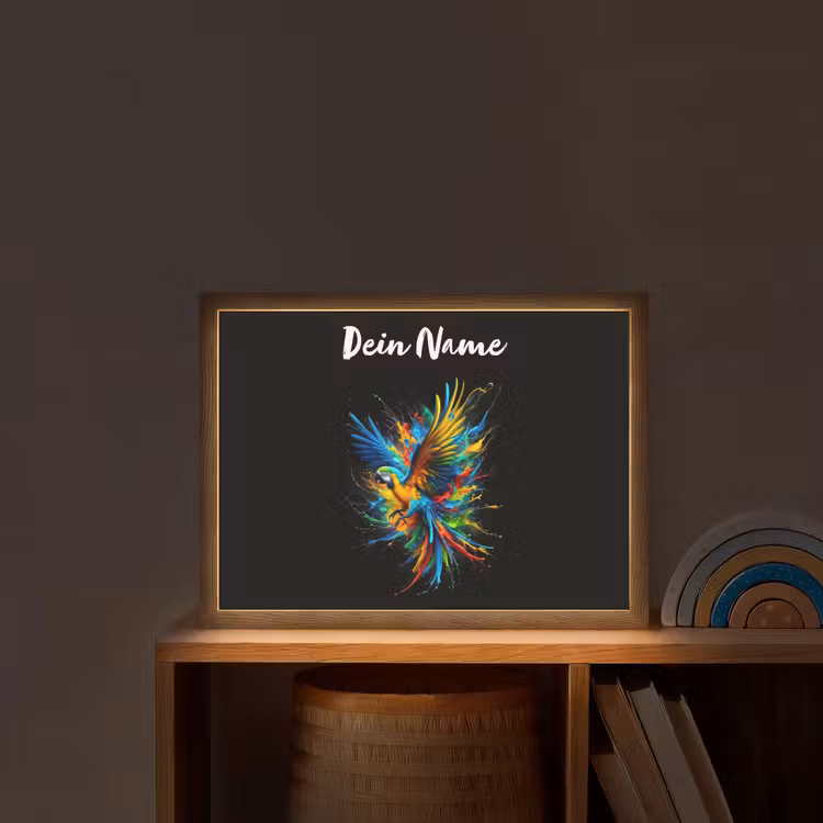 Papegaai - Vogel - Dier - Kleurrijk - Verf Light Box met batterij (Wandlamp kind) middel -sfeer1_kind