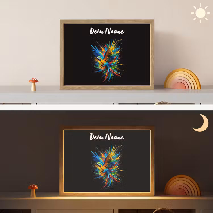 Papegaai - Vogel - Dier - Kleurrijk - Verf Light Box met batterij (Wandlamp kind) middel -sfeer3_kind
