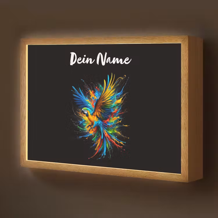 Papegaai - Vogel - Dier - Kleurrijk - Verf Light Box met batterij (Wandlamp kind) middel -z3d_website
