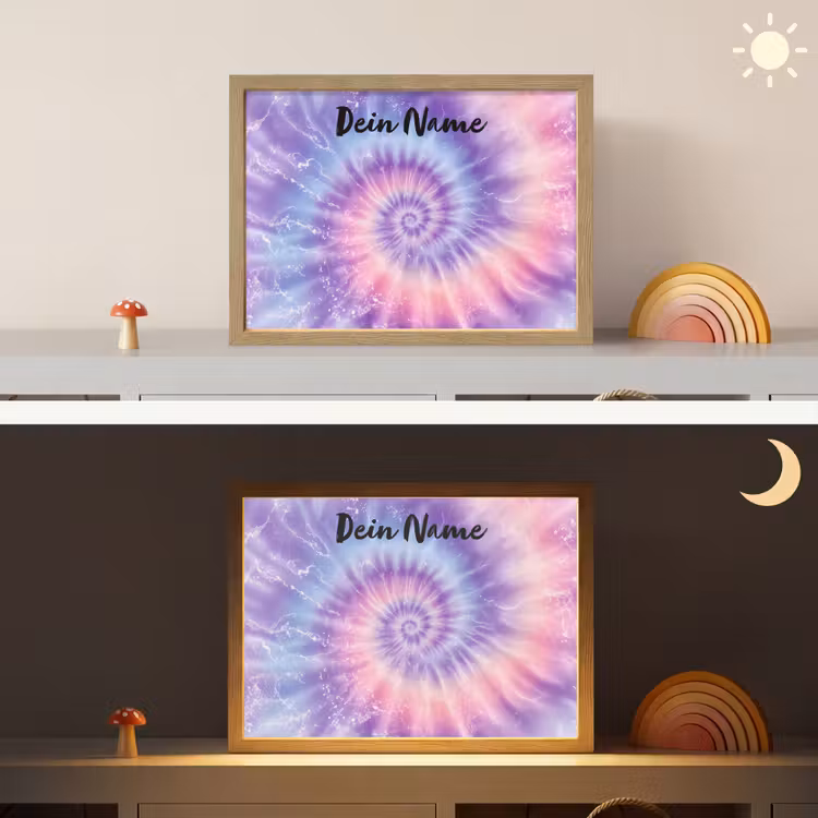 Pastel - Paars - Spiraal - Marmer Light Box met batterij (Wandlamp kind) middel -sfeer3_kind
