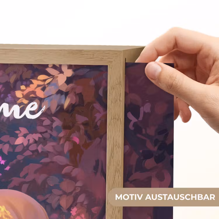 Paard - Bloemen - Paars - Vlinder Light Box met batterij (Wandlamp kind) middel -USP_websiteprintDE