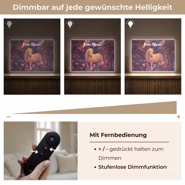 Paard - Bloemen - Paars - Vlinder Light Box met batterij (Wandlamp kind) middel -USP_dimbaarDE