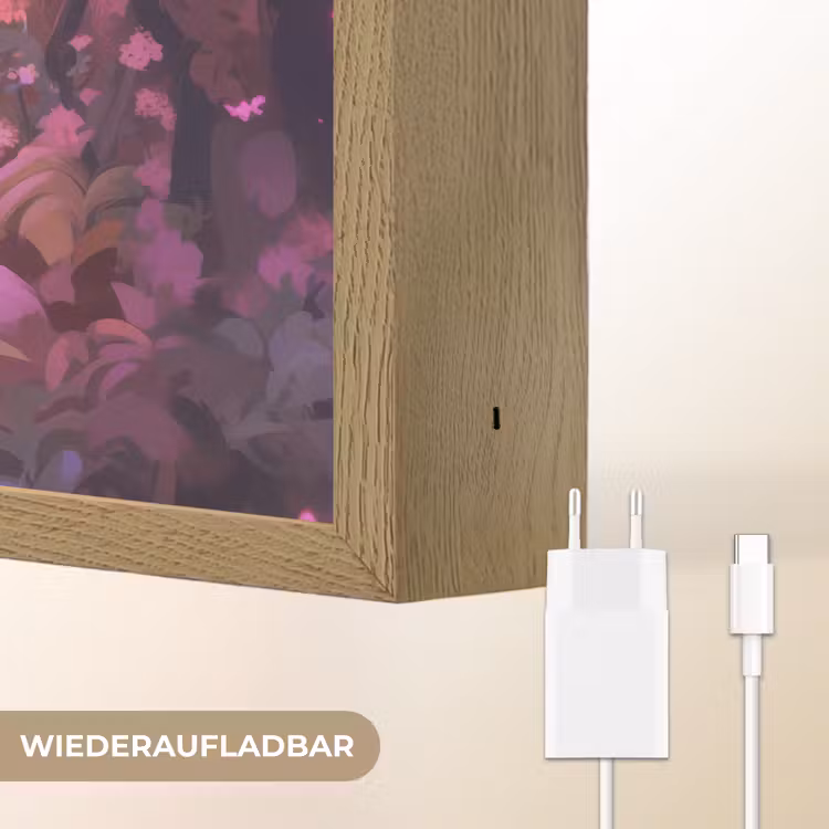 Paard - Bloemen - Paars - Vlinder Light Box met batterij (Wandlamp kind) middel -USP_websiteoplaadbaarDE