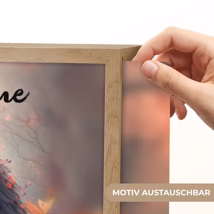 Paard - Bloemen - Natuur - Paars - Dieren Light Box met batterij (Wandlamp kind) middel -USP_websiteprintDE