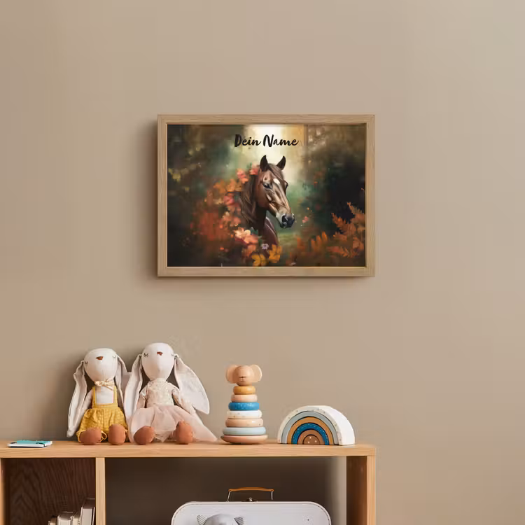 Paard - Bloemen - Natuur - Dieren - Bos - Oranje Light Box met batterij (Wandlamp kind) middel -sfeer2_kind