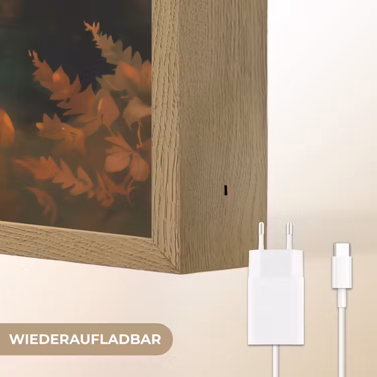 Paard - Bloemen - Natuur - Dieren - Bos - Oranje Light Box met batterij (Wandlamp kind) middel -USP_websiteoplaadbaarDE
