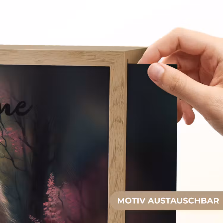 Paard - Bloemen - Roze - Natuur - Bos Light Box met batterij (Wandlamp kind) middel -USP_websiteprintDE