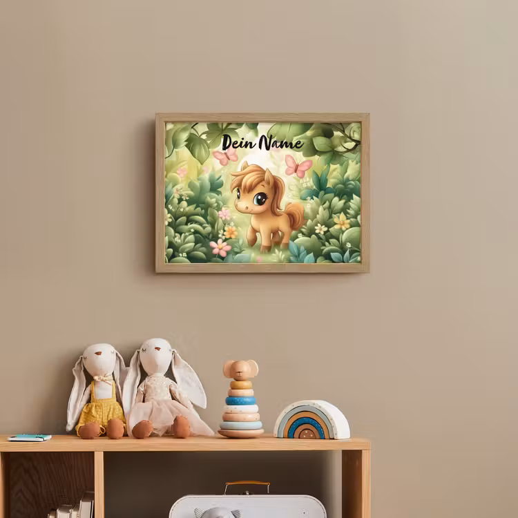 Paard - Bloemen - Vlinders Light Box met batterij (Wandlamp kind) middel -sfeer2_kind