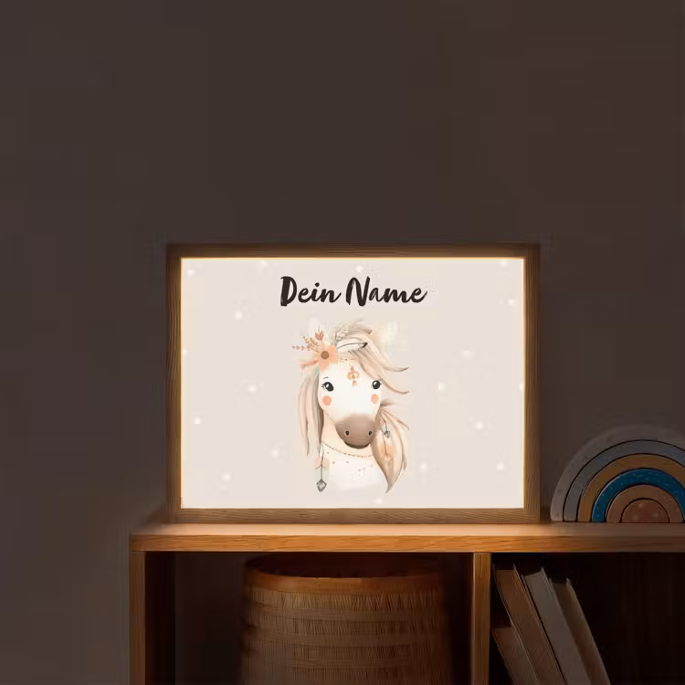 Paard - Manen - Bloemen - Stippen Light Box met batterij (Wandlamp kind) middel -sfeer1_kind