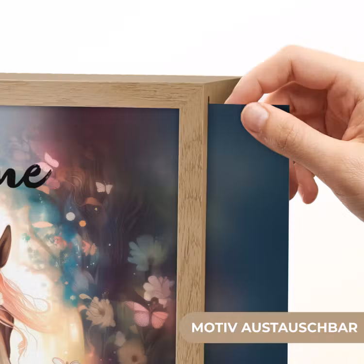 Paard - Natuur - Bloemen - Vlinders - Bos Light Box met batterij (Wandlamp kind) middel -USP_websiteprintDE