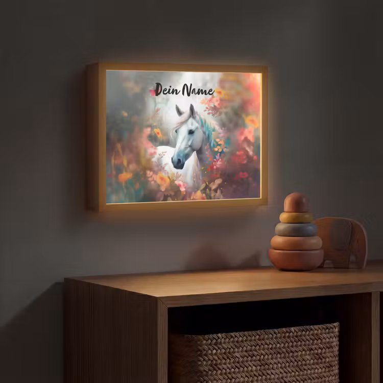 Paard - Natuur - Bloemen - Dieren - Bos Light Box met batterij (Wandlamp kind) middel -sfeer5_kind