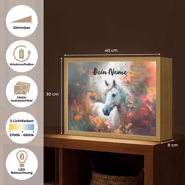 Paard - Natuur - Bloemen - Dieren - Bos Light Box met batterij (Wandlamp kind) middel -USP_websiteoverzichtDE