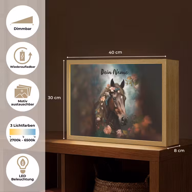 Paard - Natuur - Bloemen - Dieren - Bos Light Box met batterij (Wandlamp kind) middel -USP_websiteoverzichtDE