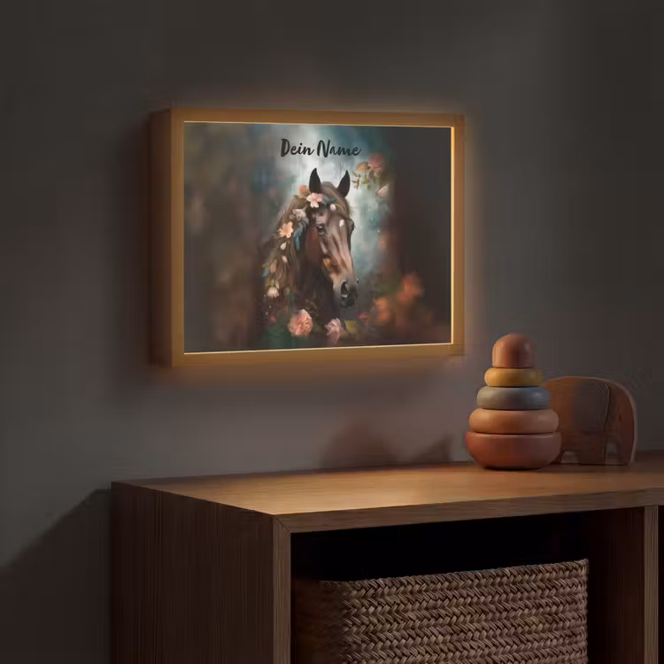 Paard - Natuur - Bloemen - Dieren - Bos Light Box met batterij (Wandlamp kind) middel -sfeer5_kind