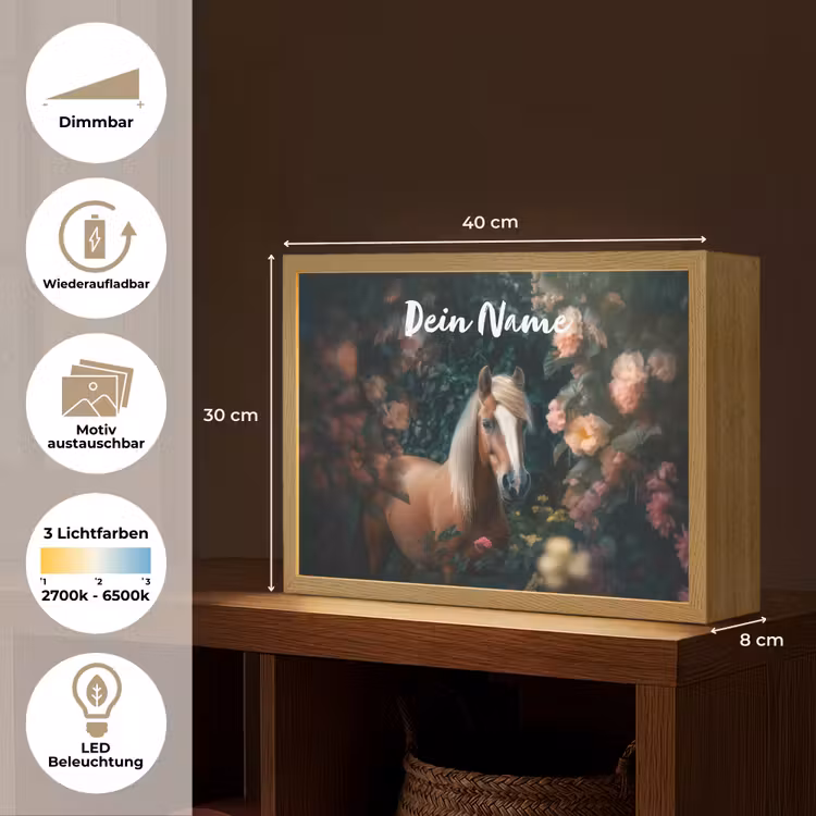 Paard - Natuur - Bloemen - Bos - Dieren Light Box met batterij (Wandlamp kind) middel -USP_websiteoverzichtDE