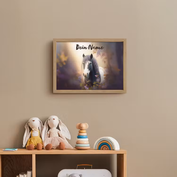 Paard - Natuur - Dieren - Bloemen - Paars Light Box met batterij (Wandlamp kind) middel -sfeer2_kind