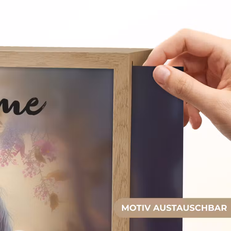 Paard - Natuur - Dieren - Bloemen - Paars Light Box met batterij (Wandlamp kind) middel -USP_websiteprintDE