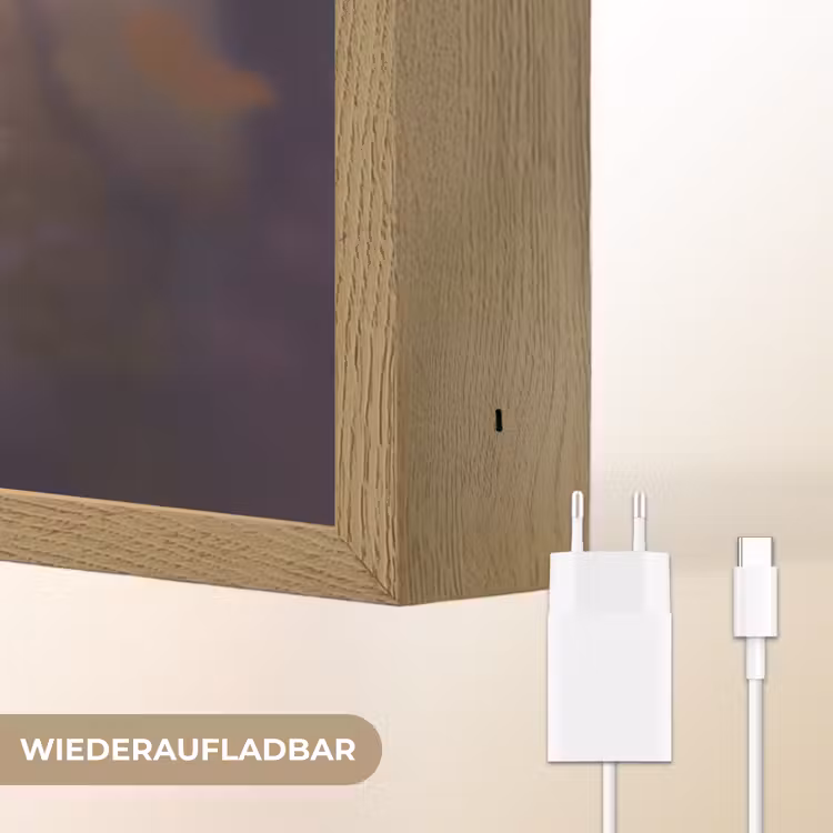 Paard - Natuur - Dieren - Bloemen - Paars Light Box met batterij (Wandlamp kind) middel -USP_websiteoplaadbaarDE