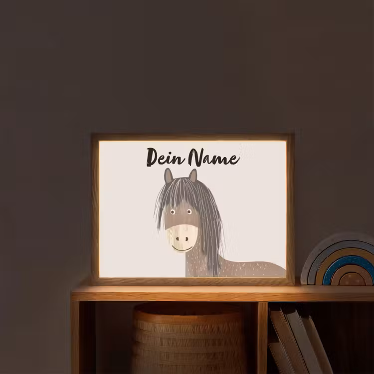 Paard - Dier - Pastel kleuren - Paarden Light Box met batterij (Wandlamp kind) middel -sfeer1_kind