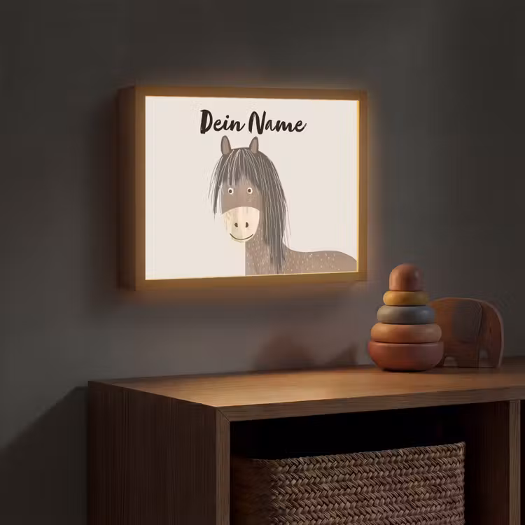 Paard - Dier - Pastel kleuren - Paarden Light Box met batterij (Wandlamp kind) middel -sfeer5_kind