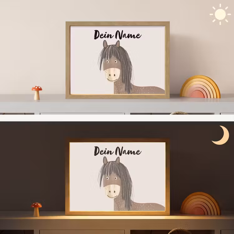 Paard - Dier - Pastel kleuren - Paarden Light Box met batterij (Wandlamp kind) middel -sfeer3_kind