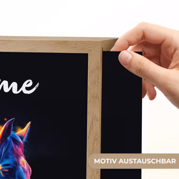 Paard - Dier - Rook - Zwart - Kleuren Light Box met batterij (Wandlamp kind) middel -USP_websiteprintDE
