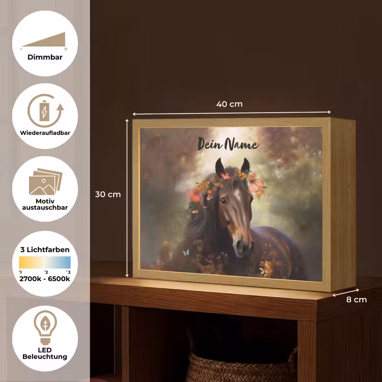 Paard - Dieren - Bloemen - Bos - Vlinder Light Box met batterij (Wandlamp kind) middel -USP_websiteoverzichtDE