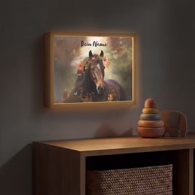 Paard - Dieren - Bloemen - Bos - Vlinder Light Box met batterij (Wandlamp kind) middel -sfeer5_kind