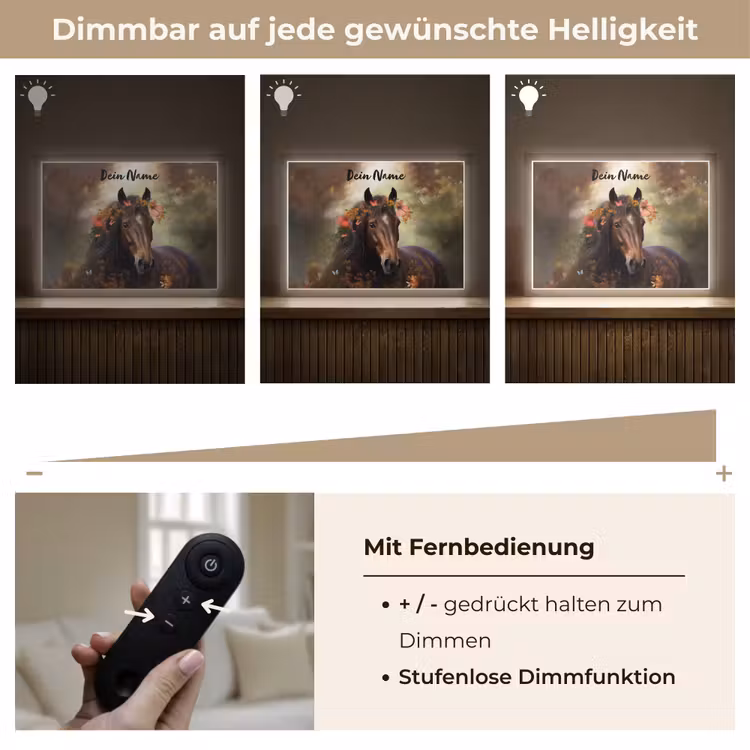 Paard - Dieren - Bloemen - Bos - Vlinder Light Box met batterij (Wandlamp kind) middel -USP_dimbaarDE
