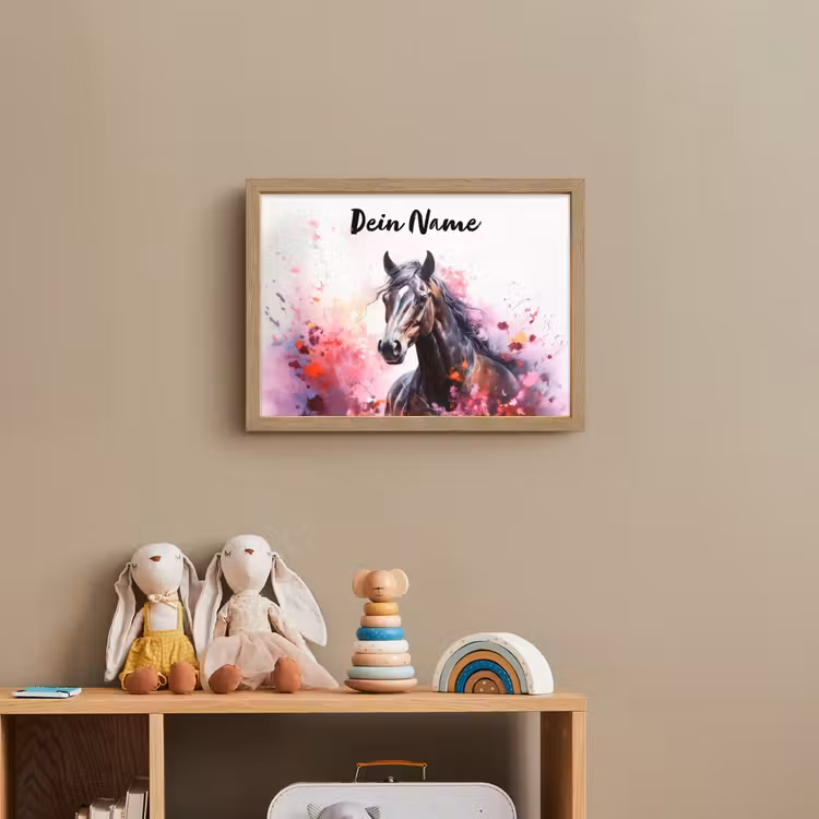 Paard - Dieren - Meisje - Roze Light Box met batterij (Wandlamp kind) middel -sfeer2_kind