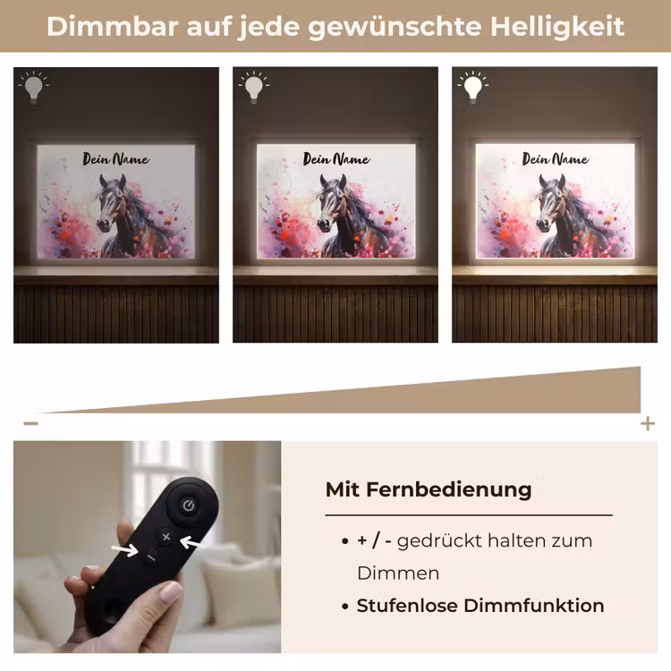 Paard - Dieren - Meisje - Roze Light Box met batterij (Wandlamp kind) middel -USP_dimbaarDE