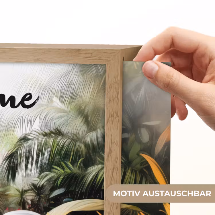 Paard - Wit - Bos - Bloemen - Planten Light Box met batterij (Wandlamp kind) middel -USP_websiteprintDE