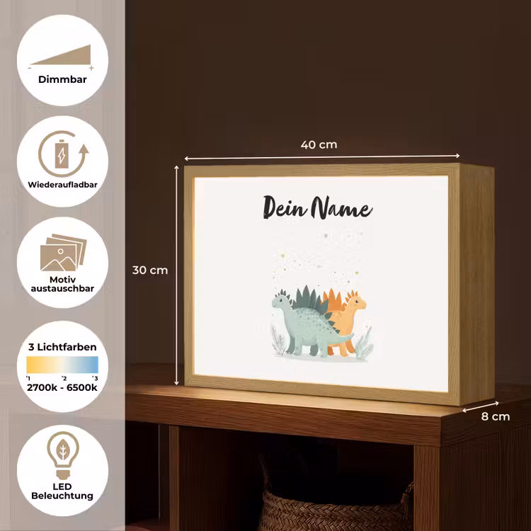 Planten - Sterren - Dinosaurussen - Oranje Light Box met batterij (Wandlamp kind) middel -USP_websiteoverzichtDE