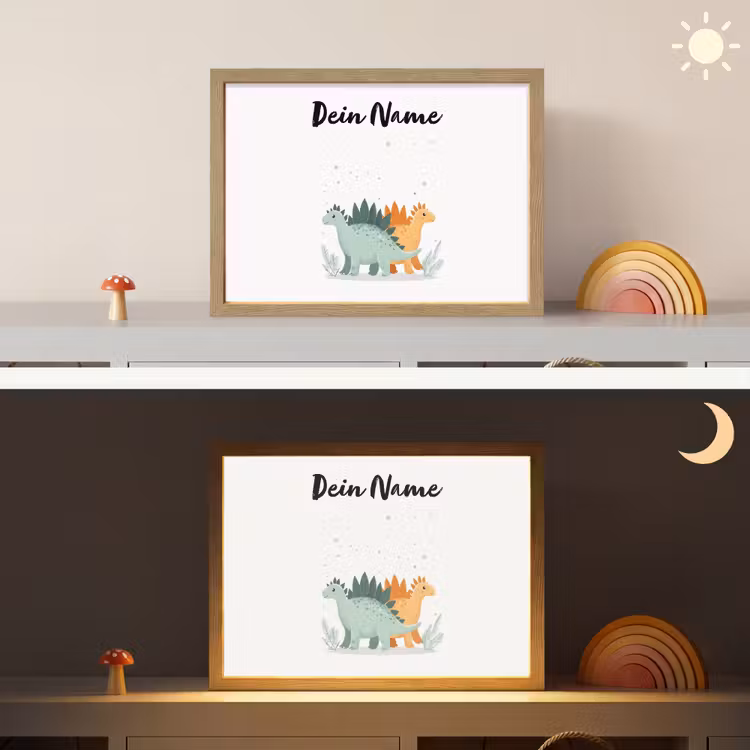 Planten - Sterren - Dinosaurussen - Oranje Light Box met batterij (Wandlamp kind) middel -sfeer3_kind
