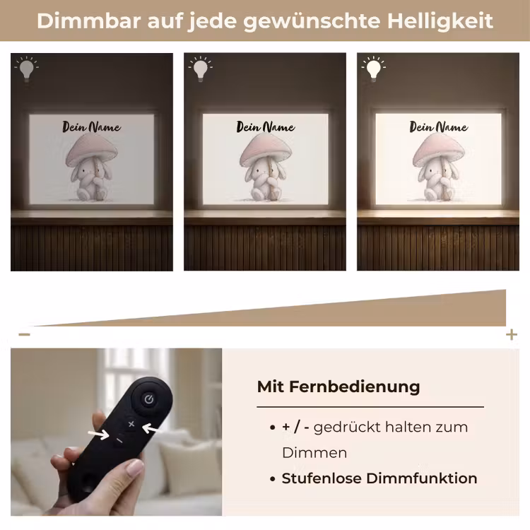 Paddenstoel - Konijn - Roze Light Box met batterij (Wandlamp kind) middel -USP_dimbaarDE