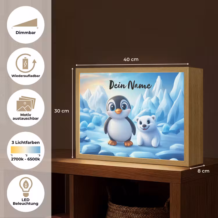 Pinguïn - IJsbeer - IJs - Sneeuw Light Box met batterij (Wandlamp kind) middel -USP_websiteoverzichtDE