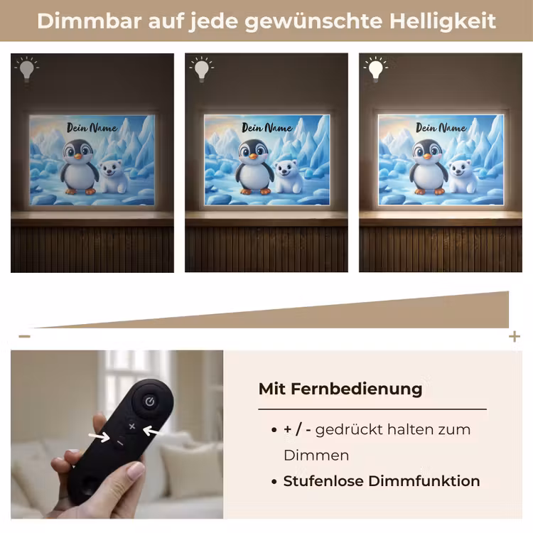 Pinguïn - IJsbeer - IJs - Sneeuw Light Box met batterij (Wandlamp kind) middel -USP_dimbaarDE