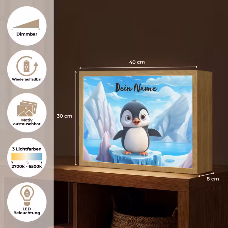 Pinguïn - Meisjes - Pooldieren - Kinderen Light Box met batterij (Wandlamp kind) middel -USP_websiteoverzichtDE