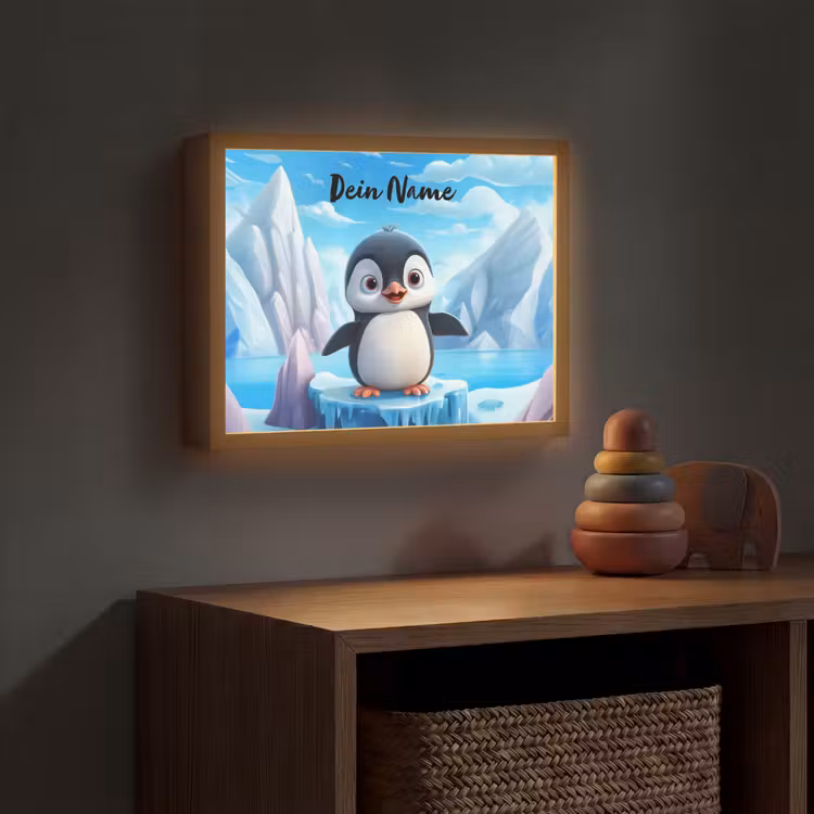 Pinguïn - Meisjes - Pooldieren - Kinderen Light Box met batterij (Wandlamp kind) middel -sfeer5_kind