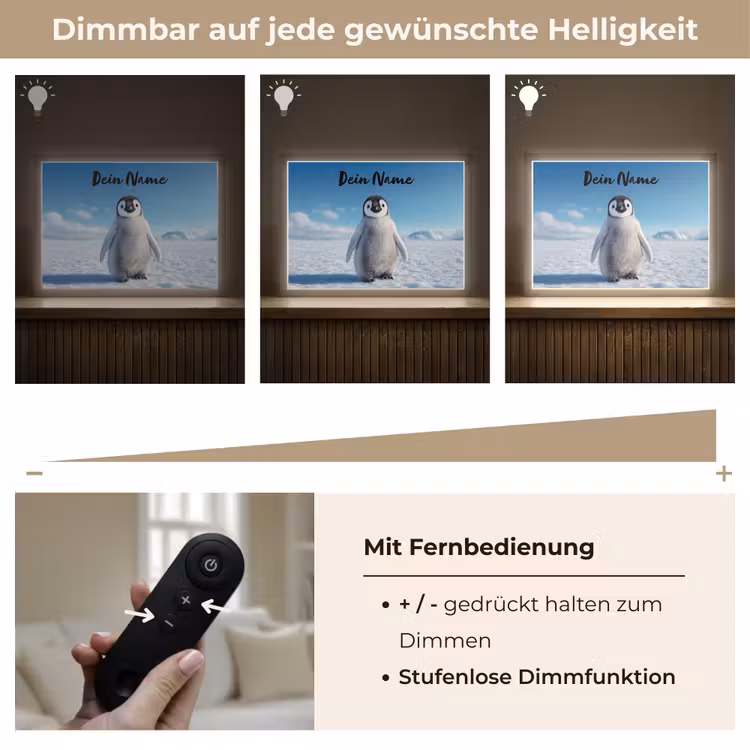 Pinguïn - Sneeuw - Landschap - Wit Light Box met batterij (Wandlamp kind) middel -USP_dimbaarDE