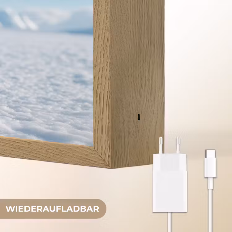 Pinguïn - Sneeuw - Landschap - Wit Light Box met batterij (Wandlamp kind) middel -USP_websiteoplaadbaarDE
