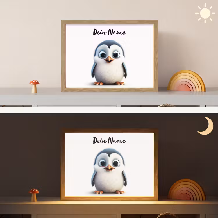 Pinguïn - Dieren - Meisjes - Kind - Jongens Light Box met batterij (Wandlamp kind) middel -sfeer3_kind