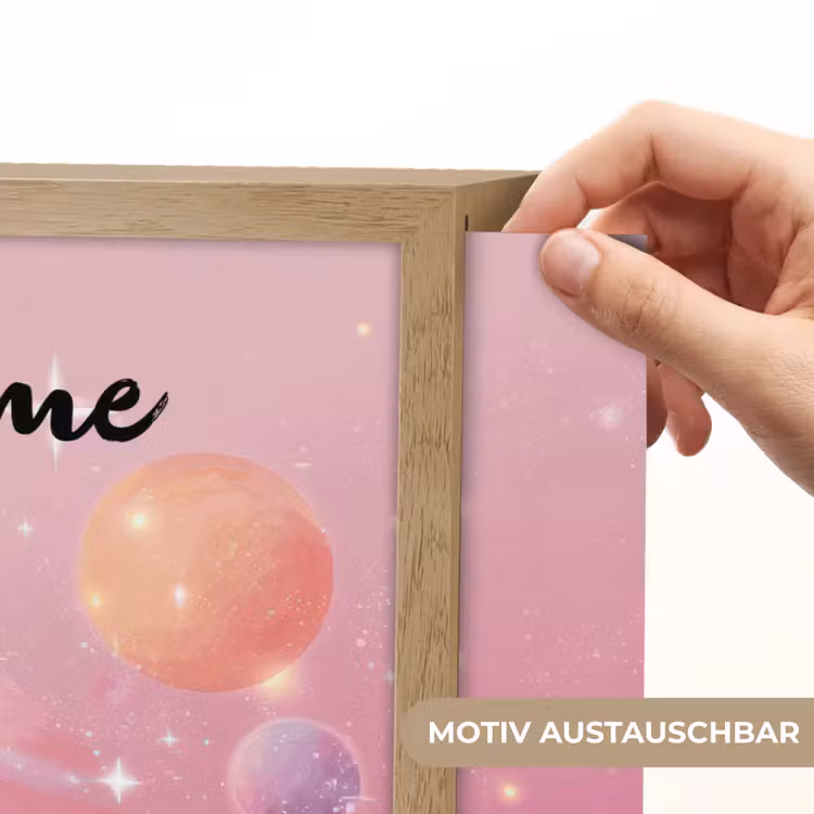 Planeten - Roze - Sterren Light Box met batterij (Wandlamp kind) middel -USP_websiteprintDE