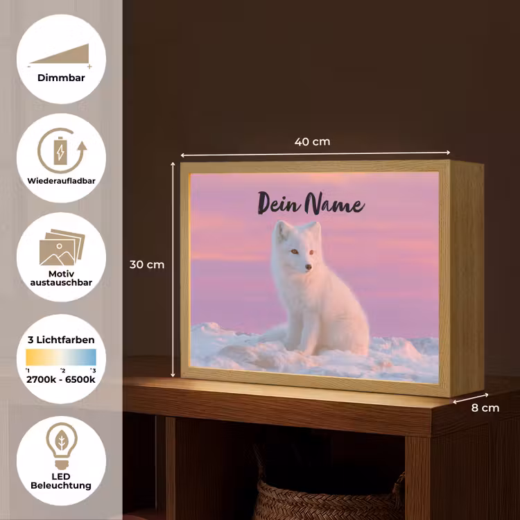 Poolvos - Sneeuw - Roze Light Box met batterij (Wandlamp kind) middel -USP_websiteoverzichtDE