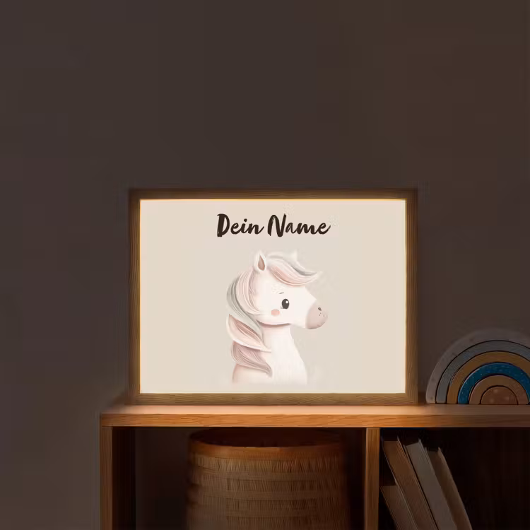Pony - Beige - Manen - Pastel Light Box met batterij (Wandlamp kind) middel -sfeer1_kind