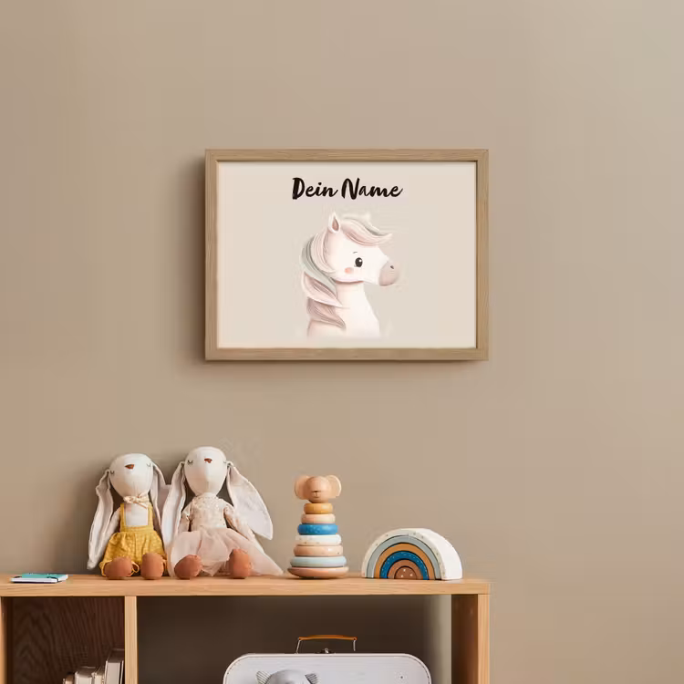 Pony - Beige - Manen - Pastel Light Box met batterij (Wandlamp kind) middel -sfeer2_kind