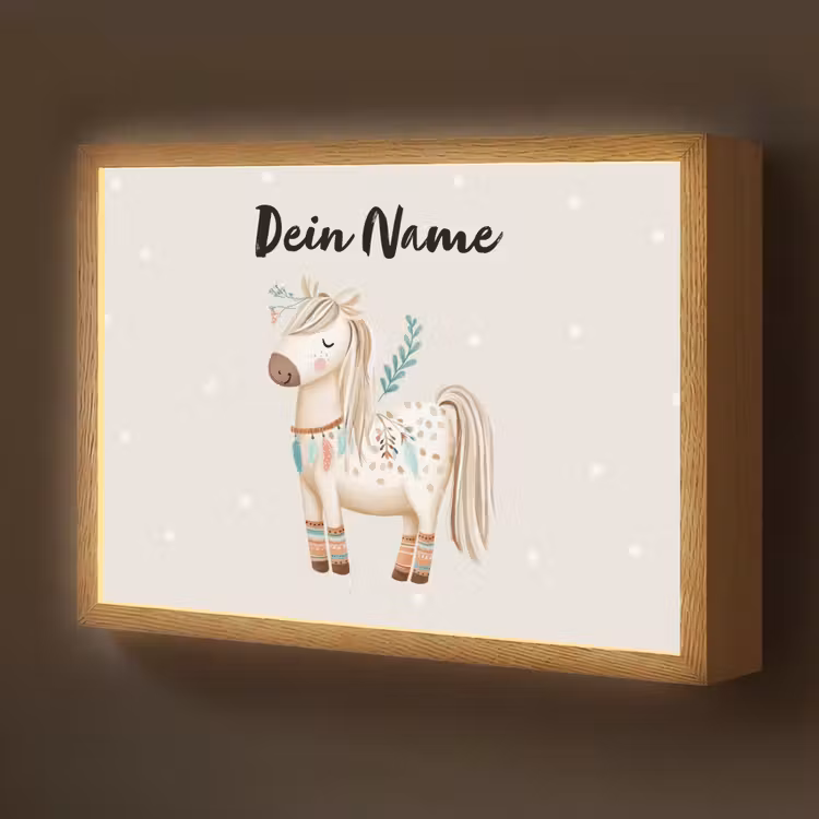 Pony - Stippen - Lichtbruin - Veren Light Box met batterij (Wandlamp kind) middel -z3d_website