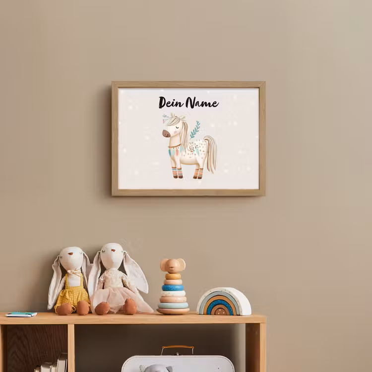 Pony - Stippen - Lichtbruin - Veren Light Box met batterij (Wandlamp kind) middel -sfeer2_kind