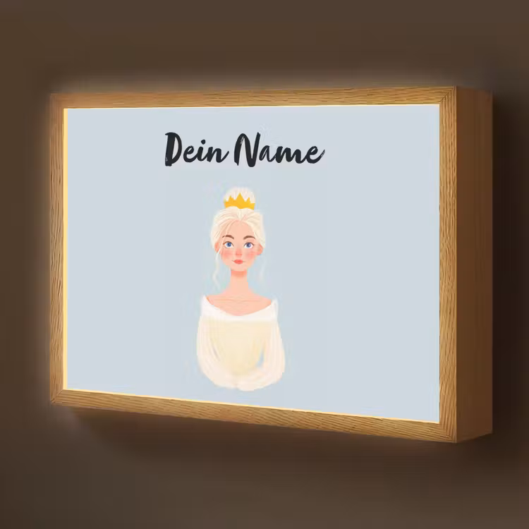 Prinses - Blond - Kroon - Minimalistisch Light Box met batterij (Wandlamp kind) middel -z3d_website